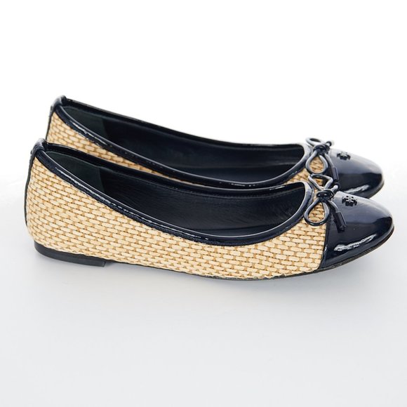 Tory Burch Shoes - Tory Burch Catherine Cap Toe Raffia Flats Size 7